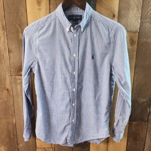Ralph Lauren Blue and White Boys Buttondown. Size L 14-16